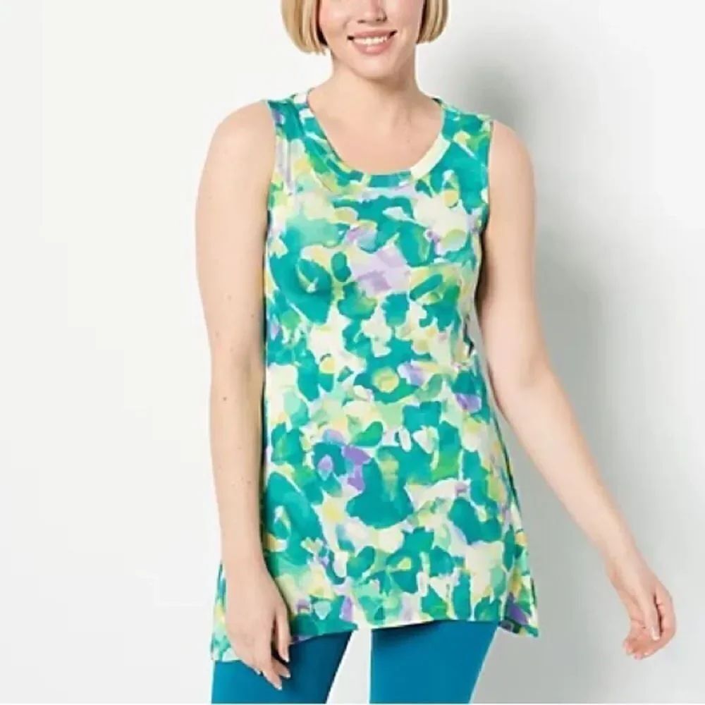 LOGO Layers by Lori Goldstein Watercolor Printed Tank Top